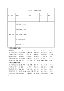幼儿园大班体能测试表