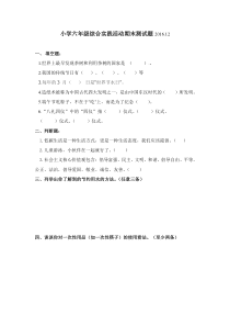 小学六年级综合实践活动期末测试题