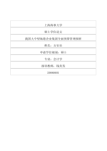 我国大中型海港企业集团全面预算管理探析
