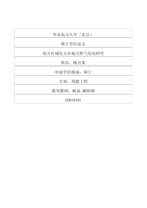 南方区域电力市场天然气发电研究