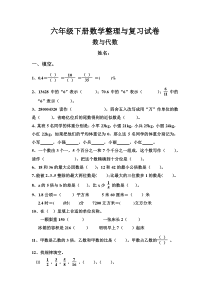 六年级下册数学数与代数复习卷1