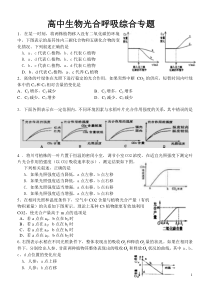 高中生物专题复习—光合作用和呼吸作用专题