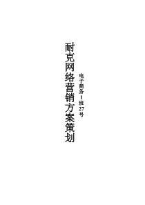 耐克网络营销方案策划11电子商务1班27号