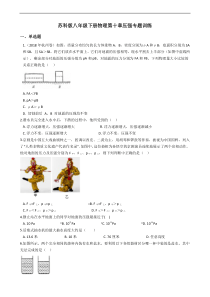 苏科版第十章压强专题训练