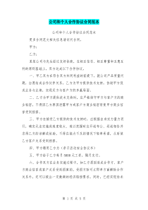公司和个人合作协议合同范本