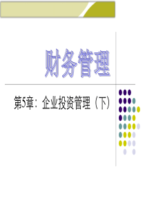 王化成《财务管理》(第三版)第5章 企业投资管理(下)