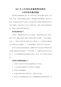 2011年上半年药品质量管理检查情况分析总结及整改措施