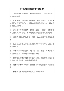 村治安巡防队工作制度