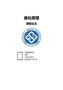 催化原理课程论文