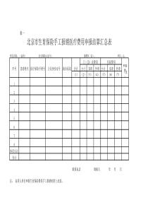 北京市生育保险手工报销医疗费用申报结算汇总表