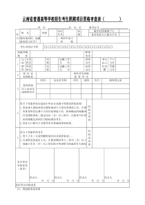 云南省高等学校招生考生照顾项目资格审查表