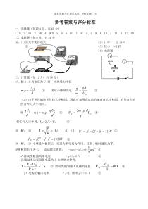20072008学年乐亭一中高二物理第一学期期中考试参考答案与评分标准
