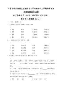 山东省临沂高新区实验中学2009届高三上学期期末教学质量检测语文试题