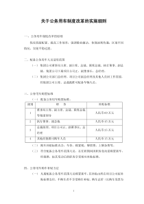 关于公务用车制度改革的实施细则