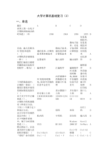 大学计算机基础复习题及答案2(老师给的题)