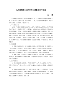 教科版九年级物理教学计划(上)