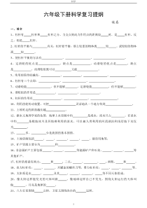粤教版六年级科学下册复习提纲无答案版