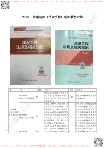 2018一级建造师《法律法规》新旧教材变化对比