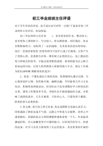 初三毕业班班主任评语