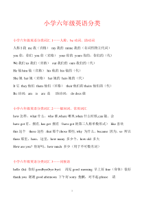 外研版小学六年级英语词汇分类总复习