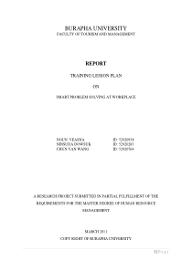 TRAINING PLAN REPORT