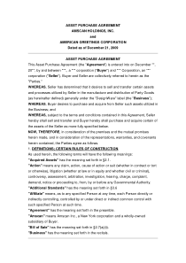 英文资产购买协议示例ASSET PURCHASE AGREEMENT