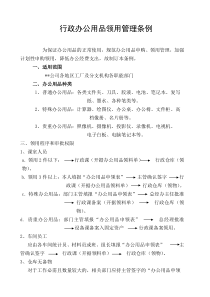 某外资生产企业行政办公用品领用管理条例