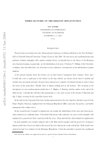 Three Lectures on the Riemann Zeta-Function