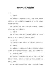 创业计划书风险分析