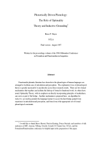 Phonetically driven phonology The role of Optimali