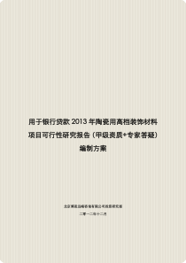 用于银行贷款2013年陶瓷用高档装饰材料项目可行性研究报告(甲级资质+专家答疑)编制方案