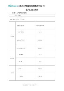 新产品开发计划表