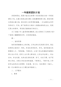 一年级班团队计划