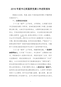 2019年度书记抓基层党建工作述职报告2