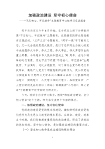 不忘初心牢记使命主题教育中心组学习交流报告加强政治建设坚守初心使命