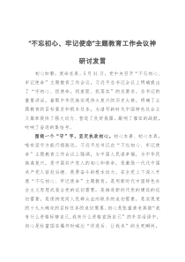 不忘初心牢记使命主题教育工作会议精神研讨发言
