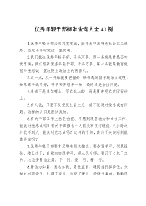 优秀年轻干部标准金句大全