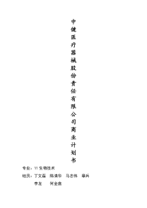 中健医疗器械股份责任有限公司商业计划书