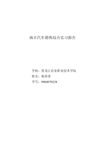 瑞丰汽车销售综合实习报告