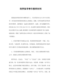 培养指导青年教师材料