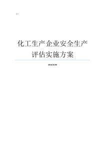 化工生产企业安全生产评估实施方案企业安全生产实施方案化工企业如何安全生产