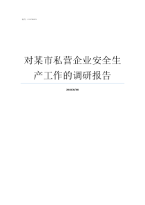 对某市私营企业安全生产工作的调研报告私营企业是民营企业吗