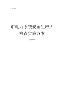 市电力系统安全生产大检查实施方案