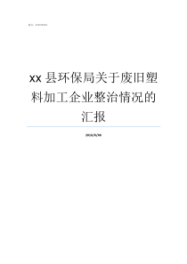 xx县环保局关于废旧塑料加工企业整治情况的汇报县环保局几个副局长