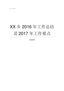 XX乡2016年工作总结及2017年工作要点