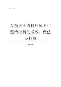 乡镇关于农村环境卫生整治取得的成效做法及打算