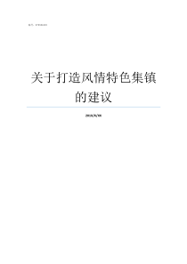 关于打造风情特色集镇的建议