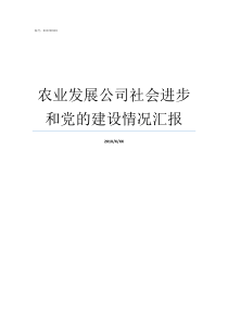 农业发展公司社会进步和党的建设情况汇报