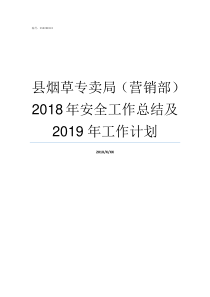 县烟草专卖局营销部2018年安全工作总结及2019年工作计划