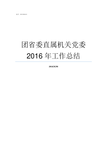 团省委直属机关党委2016年工作总结团省委